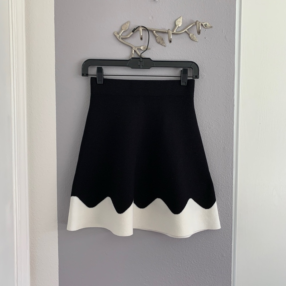 Zara Two-Tone Knit Mini A-Line Skirt - Picture 3 of 9